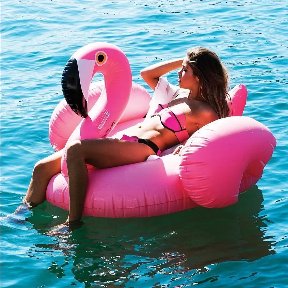 SUNNYLIFE FLAMINGO LUXE RIDE-ON POOL FLOAT BLOW UP